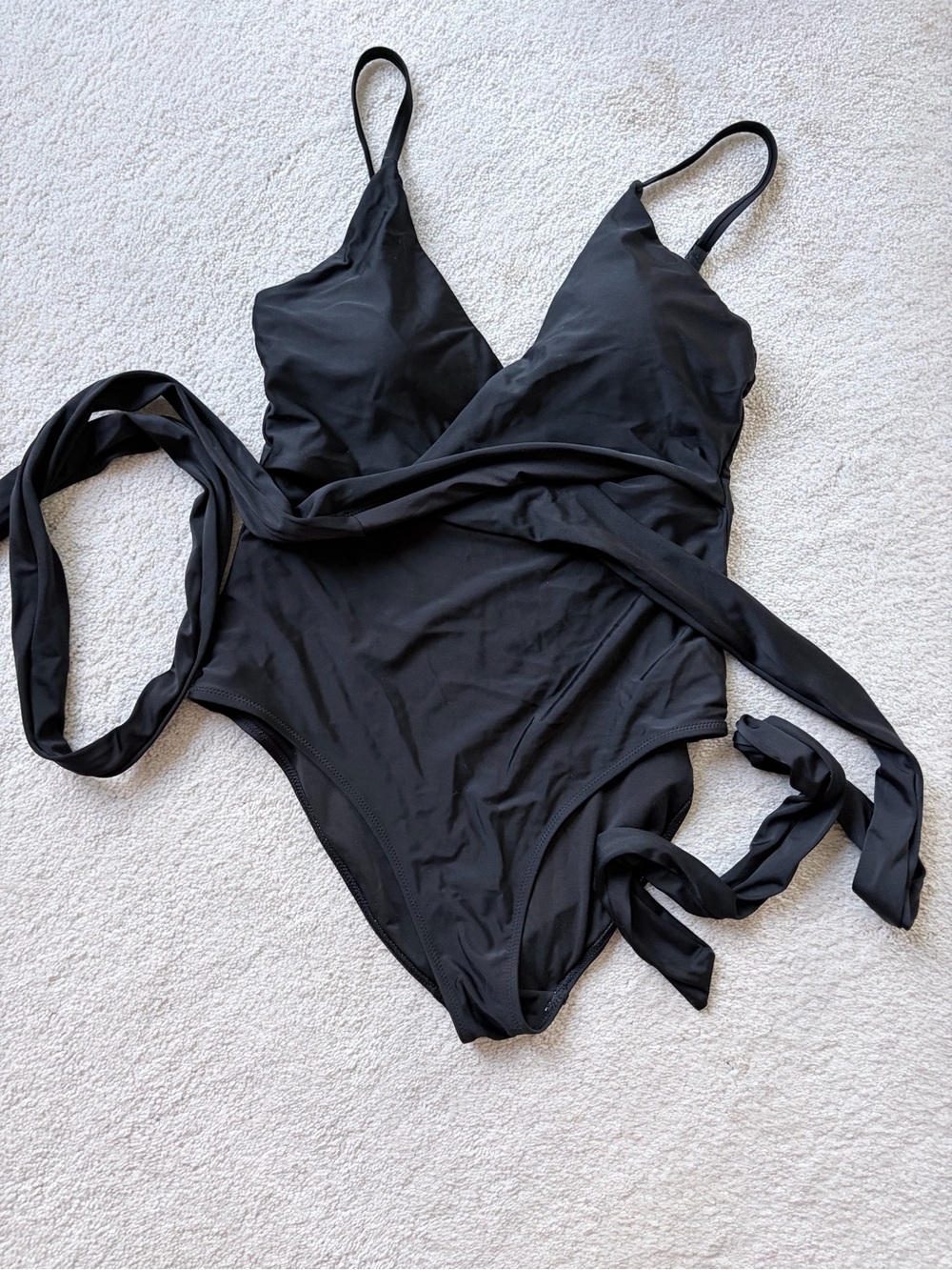 aerie Black Wrap One-Piece Swimsuit